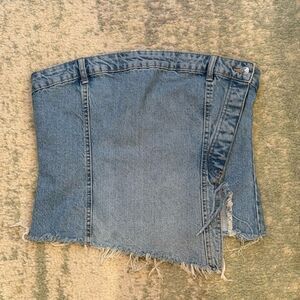 Zara Blue Strapless Denim Top